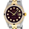 Image 1 : Rolex Mens Two Tone Maroon Dial Diamond And Sapphire 36MM Datejust Wriswatch
