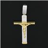 Image 2 : Unisex Classic 18k Two Tone Gold Polished Finish Crucifix Cross Charm Pendant