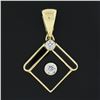 Image 2 : Vintage 14K Gold Inlaid Black Onyx & 0.28 ctw Bezel Round Diamond Enhancer Penda