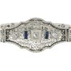 Image 5 : Antique Art Deco 14k White Gold Diamond & Sapphire Open Filigree Link Bracelet