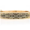 Image 5 : Antique Victorian 14k Gold Black Enamel Textured Wide Mourning Bangle Bracelet