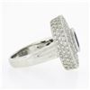 Image 5 : Platinum Oval Bezel Sapphire Pave Diamond Covered Milgrain Platter Cocktail Ring