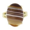 Image 4 : New 14k Yellow Gold 17x13mm Oval Cabochon Brown Banded Agate Solitaire Ring