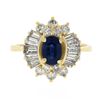 Image 4 : Estate 14k Gold 1.84 ctw Oval Sapphire & Baguette Diamond Ballerina Cocktail Rin