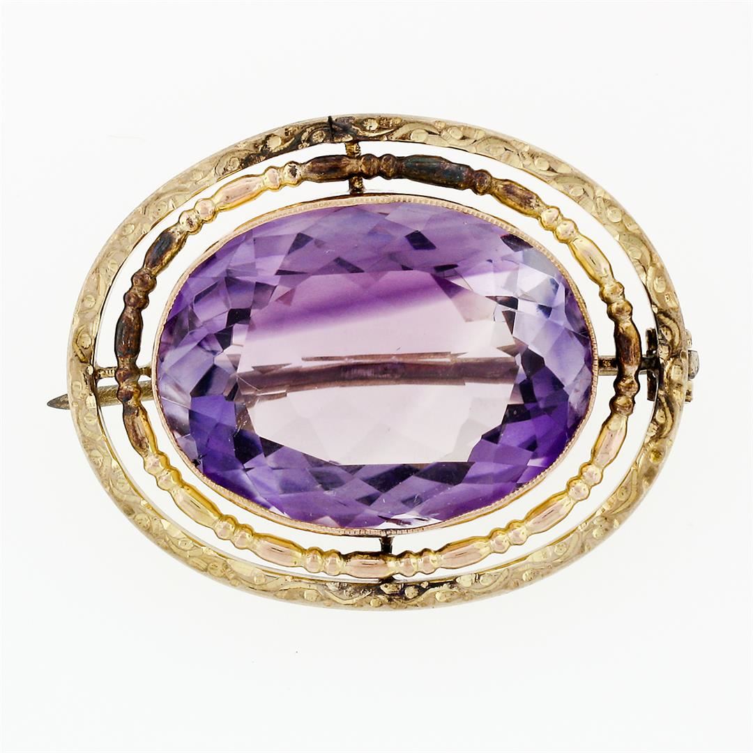 Antique Victorian 9k Yellow Gold Large Medium Purple Amethyst Open ...