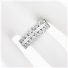Image 3 : 14k White Gold 1.20 ctw Dual Row Round Diamond w/ Polished Center Wide Band Ring