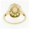 Image 6 : Vintage 14K Gold FINE Oval Cabochon Solitaire & Bead Ball Halo Opal Cluster Ring