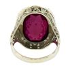 Image 7 : Antique Art Deco 14k Gold Oval Synthetic Ruby & Seed Pearl Floral Filigree Ring