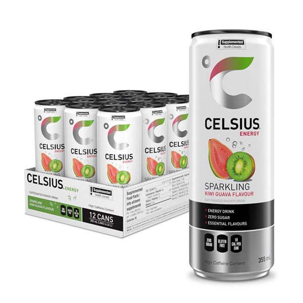 NEW 12 X 355ML CELSIUS SPARKLING KIWI GUAVA