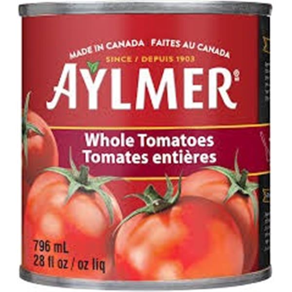 NEW 8 X 796ML AYLMER WHOLE TOMATOES