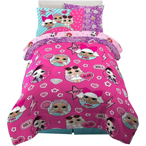 NEW LOL SURPRISE REVERSIBLE 5PC TWIN BED SET