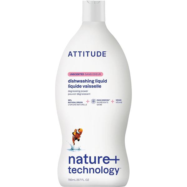 NEW ATTITUDE DISHWASHING LIQUID UNSCENTED 700ML