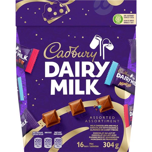 NEW CADBURY DAIRY MILK ASSORTED MINI BARS 304G