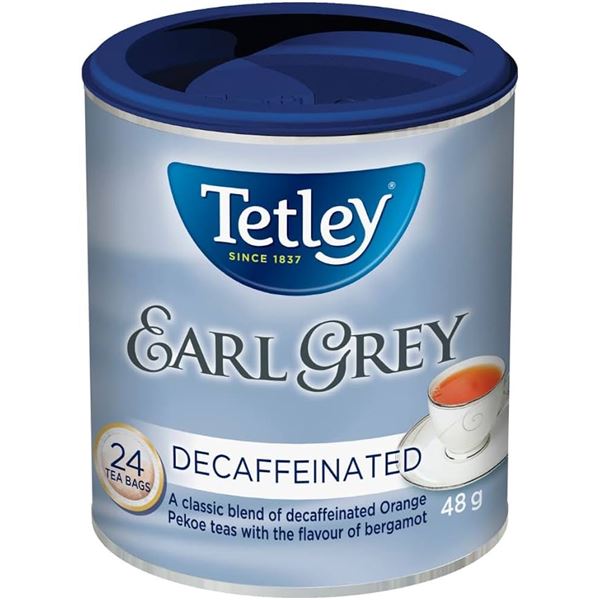 NEW TETLEY EARL GREY DECAFFINATED TEA BAGS - 24