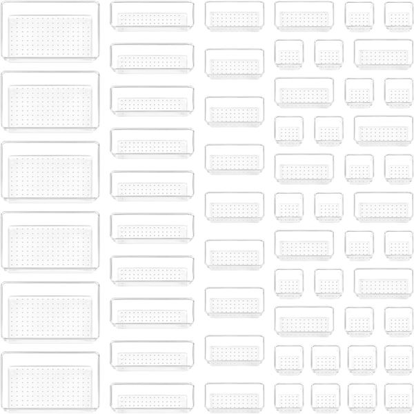 NEW 60PC PLASTIC DRAWER ORGANIZER BINS