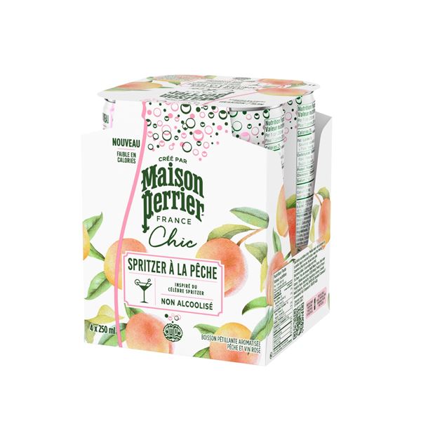 NEW 4 X 250ML MAISON PERRIER PEACH SPRITZER