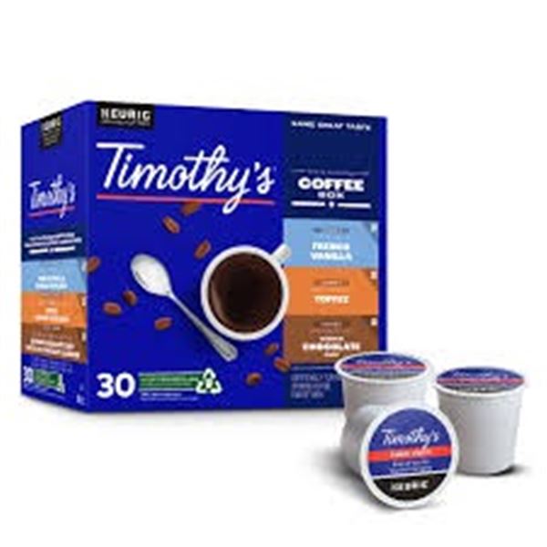 NEW TIMOTHY'S THE FLAVOURED COFFEE BOX 30 KEURIG