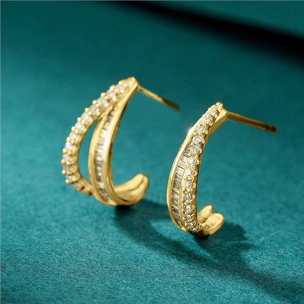 NEW SIMPLE LINE INLAID STYLE EARRINGS