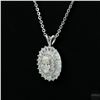 Image 2 : Necklace with Pendant, 0.5 Carat Oval Cut Moissanite, Platinum-Plated Sterling Silver