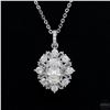 Image 2 : Necklace with Pendant, 1 Carat Oval Cut Moissanite, Platinum-Plated Sterling Silver