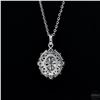 Image 4 : Necklace with Pendant, 1 Carat Oval Cut Moissanite, Platinum-Plated Sterling Silver