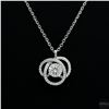 Image 1 : Necklace with Pendant, 0.5 Carat Round Cut Moissanite, Platinum-Plated Sterling Silver