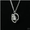 Image 2 : Necklace with Pendant, 0.5 Carat Round Cut Moissanite, Platinum-Plated Sterling Silver