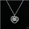 Image 3 : Necklace with Pendant, 0.5 Carat Round Cut Moissanite, Platinum-Plated Sterling Silver