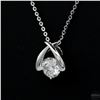 Image 2 : Necklace with Pendant, 1 Carat Round Cut Moissanite, Platinum-Plated Sterling Silver