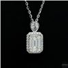 Image 2 : Necklace with Pendant, 1.2 Carat Emerald Cut Moissanite, Platinum-Plated Sterling Silver