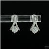 Image 1 : Earrings, 0.4 Carat Round Cut Moissanite, Platinum-Plated Sterling Silver