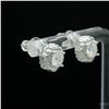 Image 2 : Earrings, 0.8 Carat Round Cut Moissanite, Platinum-Plated Sterling Silver