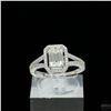 Image 2 : Adjustable/Resizable Sterling Silver Ring, 1.2 Carat Emerald Cut Moissanite, Platinum-Plated