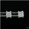 Image 1 : Earrings, 1 Carat Round Cut Moissanite, Platinum-Plated Sterling Silver