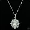 Image 1 : Necklace with Pendant, 1 Carat Oval Cut Moissanite, Platinum-Plated Sterling Silver