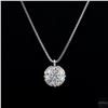 Image 1 : Necklace with Pendant, 1 Carat Round Cut Moissanite, Platinum-Plated Sterling Silver