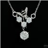 Image 1 : Necklace with Pendant, 0.8 Carat Round Cut Moissanite, Platinum-Plated Sterling Silver
