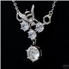 Image 2 : Necklace with Pendant, 0.8 Carat Round Cut Moissanite, Platinum-Plated Sterling Silver