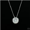 Image 1 : Necklace with Pendant, 2 Carat Round Cut Moissanite, Platinum-Plated Sterling Silver