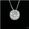 Image 2 : Necklace with Pendant, 2 Carat Round Cut Moissanite, Platinum-Plated Sterling Silver
