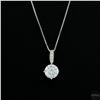 Image 1 : Necklace with Pendant, 1 Carat Round Cut Moissanite, Platinum-Plated Sterling Silver