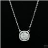 Image 1 : Necklace with Pendant, 1 Carat Round Cut Moissanite, Platinum-Plated Sterling Silver