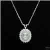 Image 1 : Necklace with Pendant, 0.5 Carat Oval Cut Moissanite, Platinum-Plated Sterling Silver