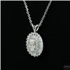 Image 2 : Necklace with Pendant, 0.5 Carat Oval Cut Moissanite, Platinum-Plated Sterling Silver