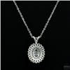 Image 3 : Necklace with Pendant, 0.5 Carat Oval Cut Moissanite, Platinum-Plated Sterling Silver