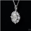 Image 3 : Necklace with Pendant, 1 Carat Oval Cut Moissanite, Platinum-Plated Sterling Silver