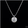 Image 1 : Necklace with Pendant, 1 Carat Round Cut Moissanite, Platinum-Plated Sterling Silver