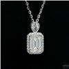 Image 2 : Necklace with Pendant, 1.2 Carat Emerald Cut Moissanite, Platinum-Plated Sterling Silver