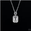 Image 4 : Necklace with Pendant, 1.2 Carat Emerald Cut Moissanite, Platinum-Plated Sterling Silver