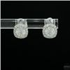 Image 1 : Earrings, 0.5 Carat Round Cut Moissanite, Platinum-Plated Sterling Silver
